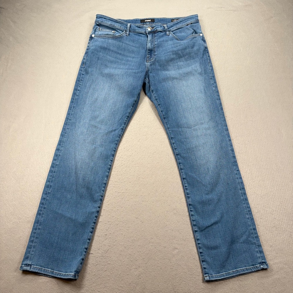 Mavi Matt Jeans Mens 36/34 Blue Relaxed Straight Leg Medium Wash Denim